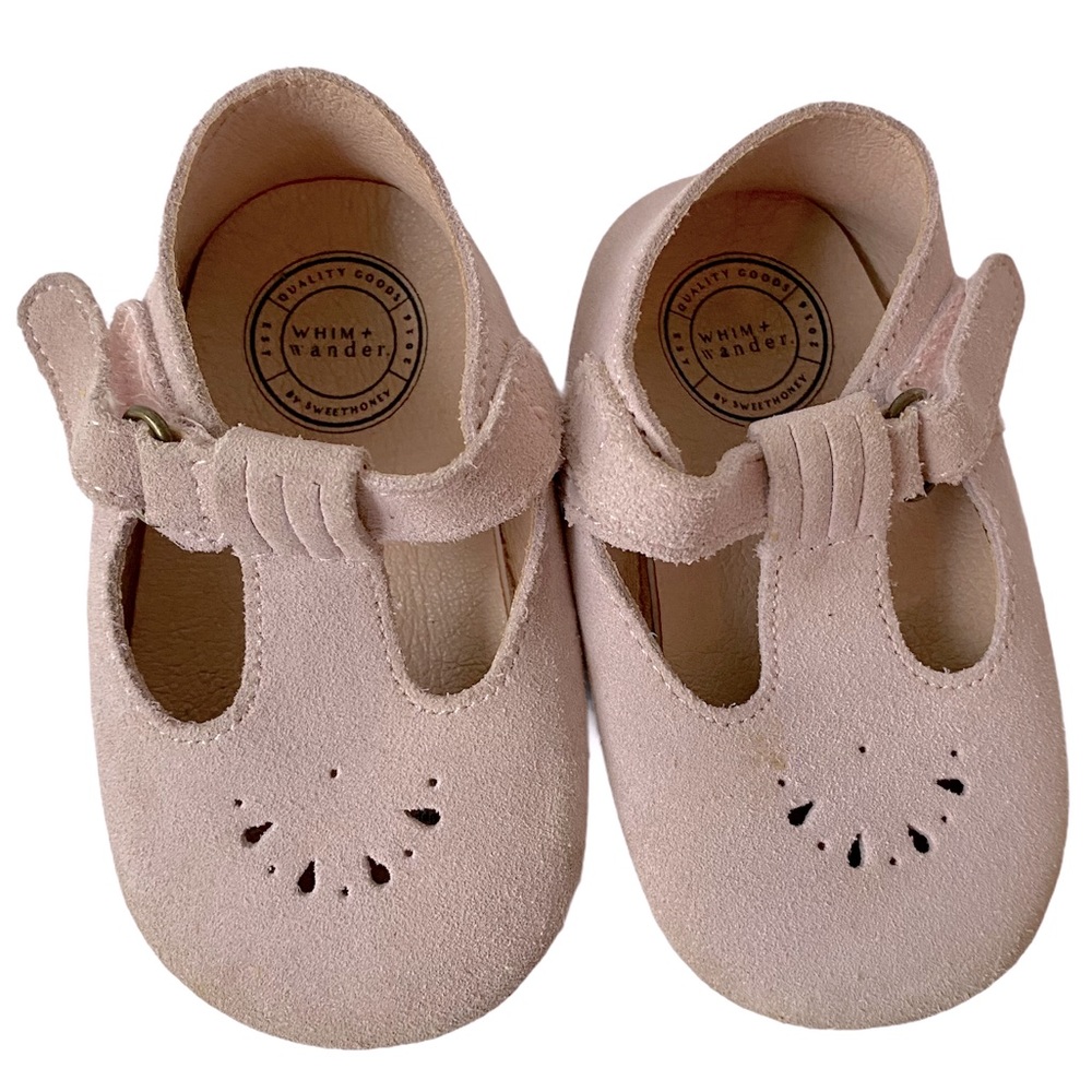 Whim + Wander Light Pink Leather Soft Soled Mocs